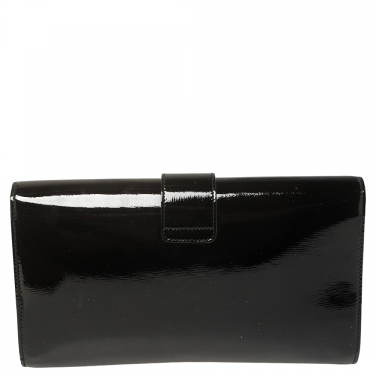 Pre Owned Yves Saint Laurent Black Patent Leather Y-Ligne Clutch