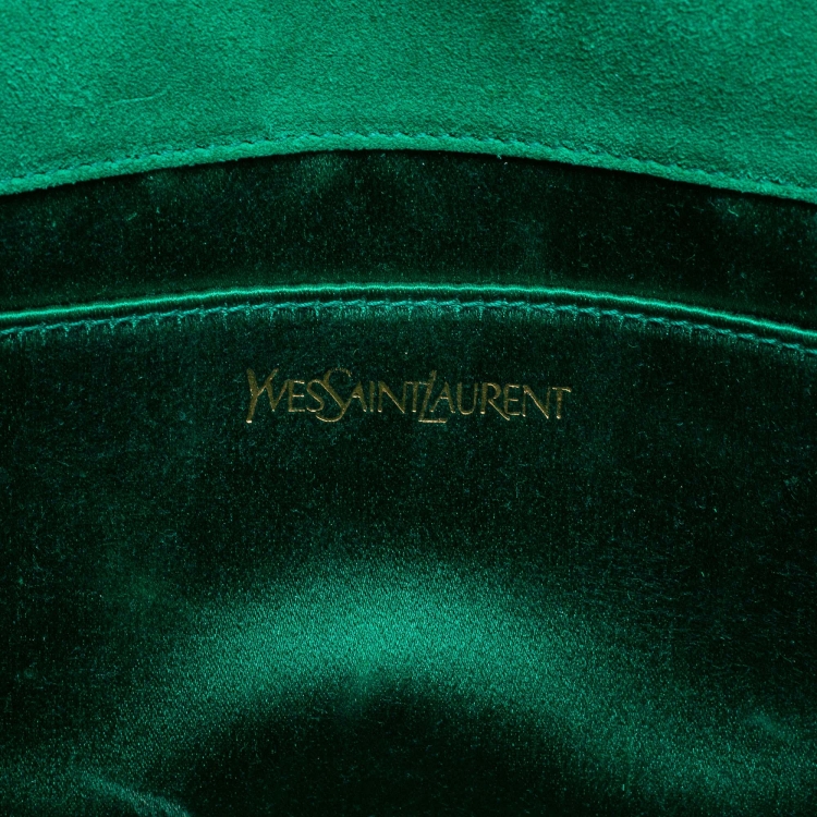Pre Owned Yves Saint Laurent Green Patent Leather Belle De Jour Clutch