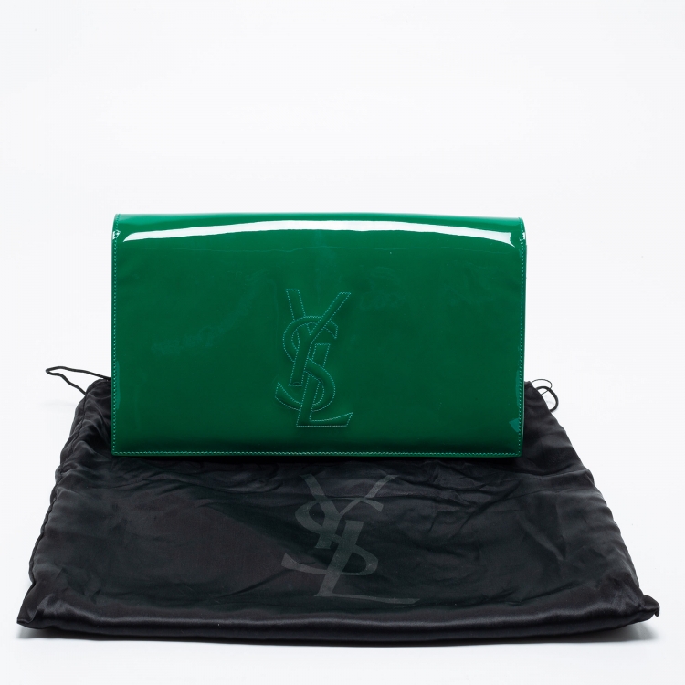 Pre Owned Yves Saint Laurent Green Patent Leather Belle De Jour Clutch