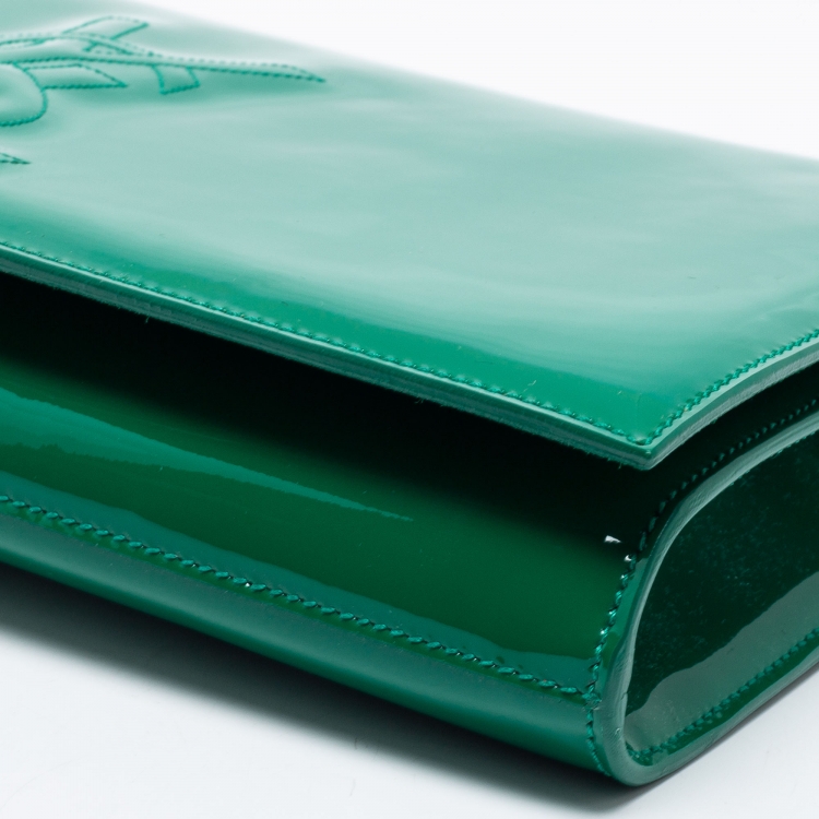 Pre Owned Yves Saint Laurent Green Patent Leather Belle De Jour Clutch
