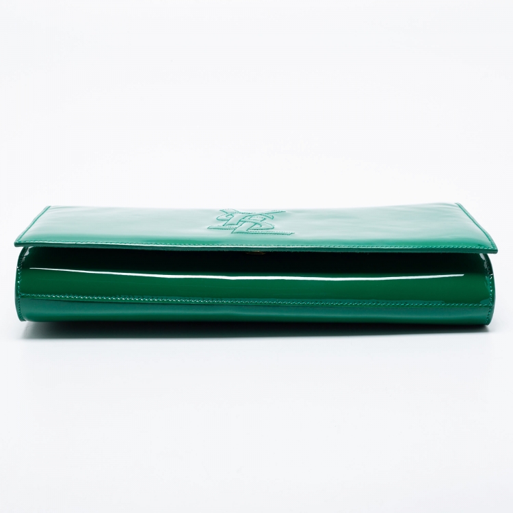 Pre Owned Yves Saint Laurent Green Patent Leather Belle De Jour Clutch