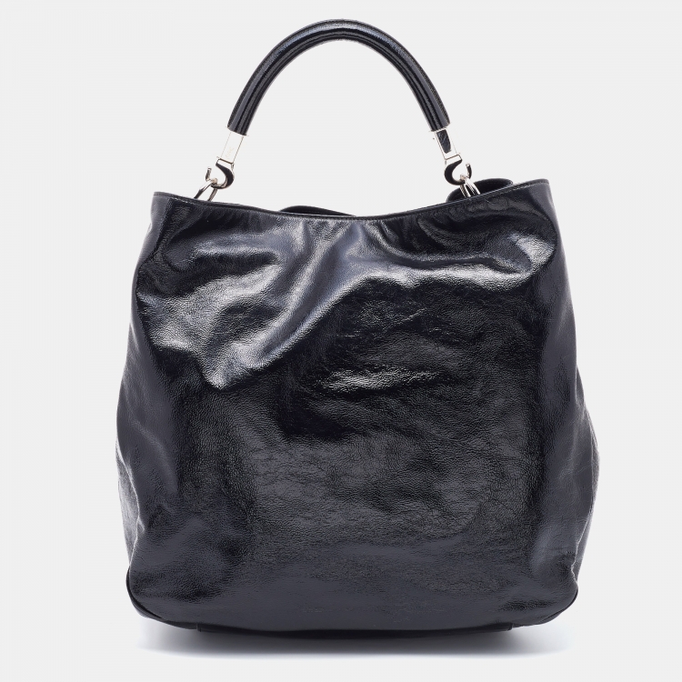 Pre Owned Yves Saint Laurent Black Patent Leather Roady Hobo