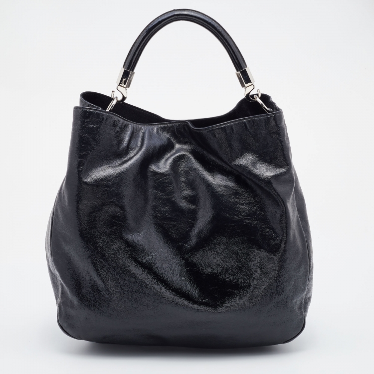Pre Owned Yves Saint Laurent Black Patent Leather Roady Hobo