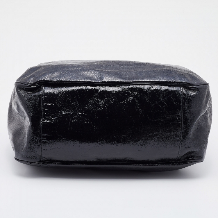 Pre Owned Yves Saint Laurent Black Patent Leather Roady Hobo