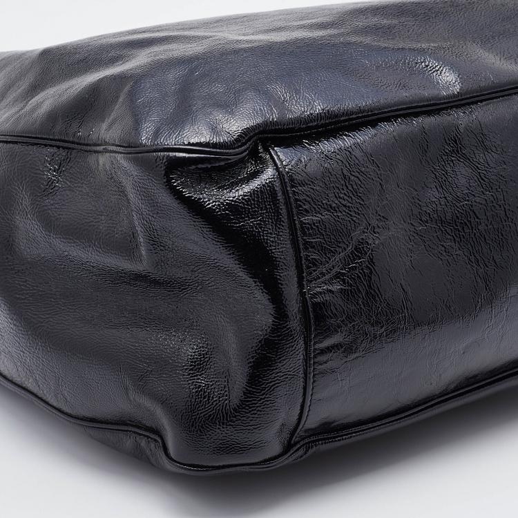 Pre Owned Yves Saint Laurent Black Patent Leather Roady Hobo