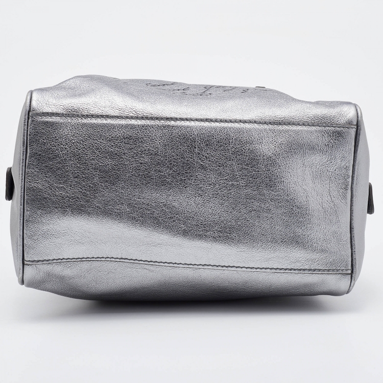 Pre Owned Yves Saint Laurent Metallic Grey Leather Satchel