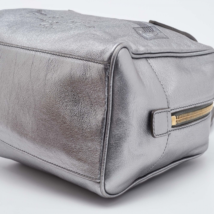 Pre Owned Yves Saint Laurent Metallic Grey Leather Satchel