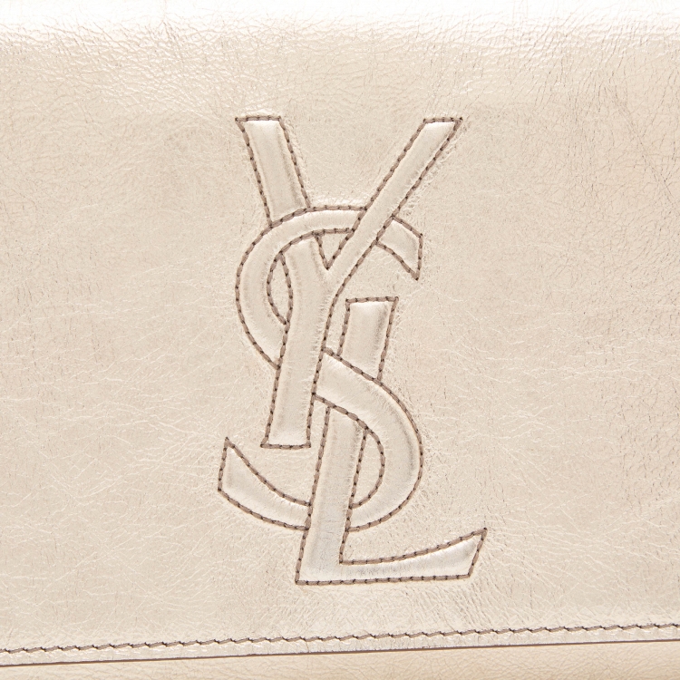Pre Owned Yves Saint Laurent Metallic Gold Leather Belle De Jour Clutch