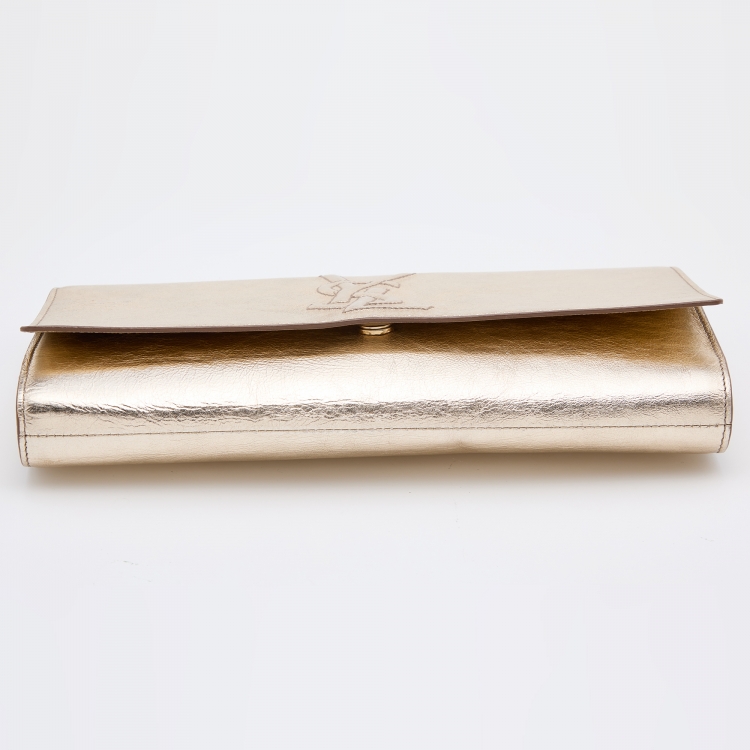 Pre Owned Yves Saint Laurent Metallic Gold Leather Belle De Jour Clutch