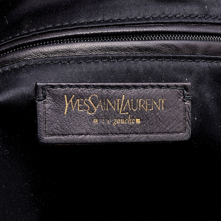 Pre Owned Yves Saint Laurent Beige/Gold Canvas and Leather Drawstring Shopper Tote