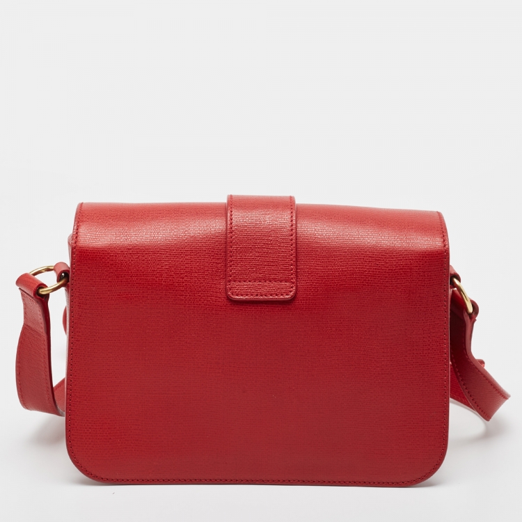Pre Owned Yves Saint Laurent Red Leather Chyc Flap Crossbody Bag