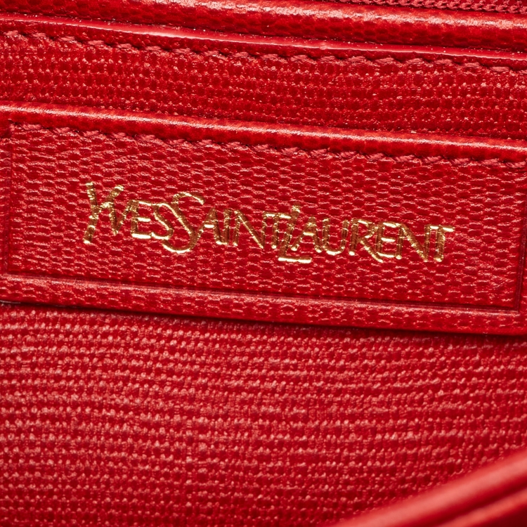 Pre Owned Yves Saint Laurent Red Leather Chyc Flap Crossbody Bag