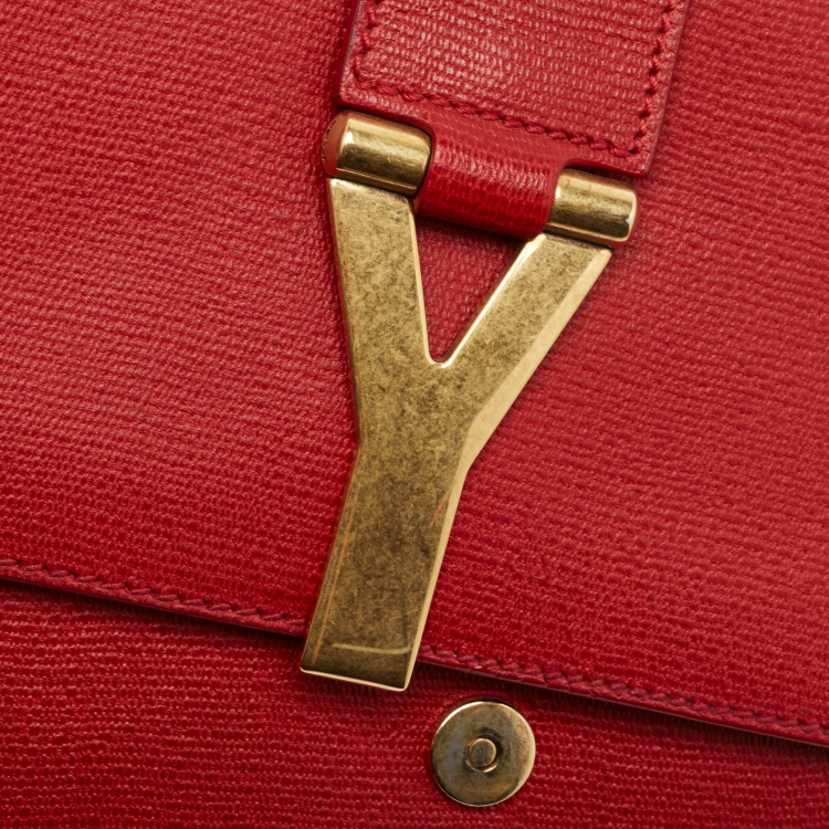 Pre Owned Yves Saint Laurent Red Leather Chyc Flap Crossbody Bag