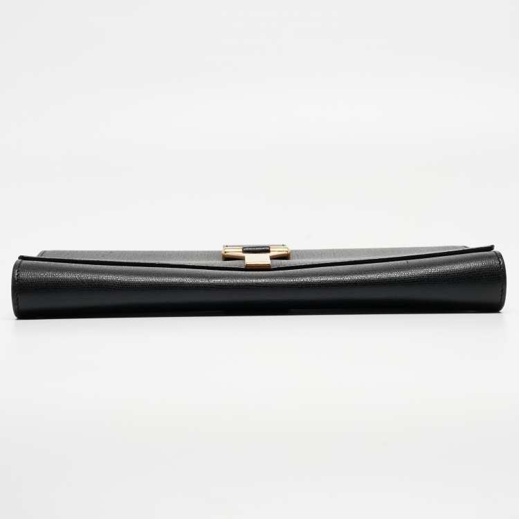 Pre Owned Yves Saint Laurent Black Leather Y Line Clutch