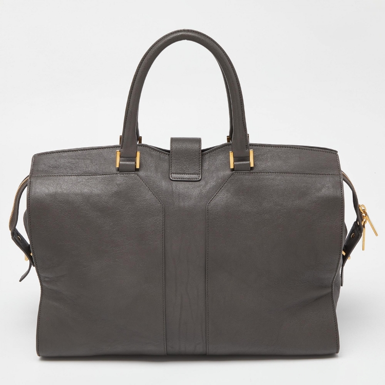 Pre Owned Yves Saint Laurent Grey Leather Large Cabas Chyc Tote