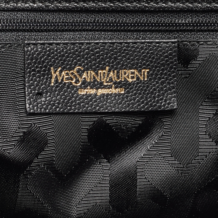 Pre Owned Yves Saint Laurent Black Canvas and Leather Flap Shoulder Bag