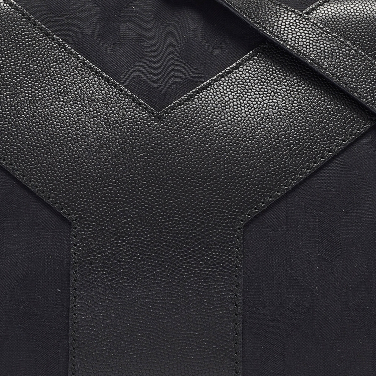 Pre Owned Yves Saint Laurent Black Canvas and Leather Flap Shoulder Bag