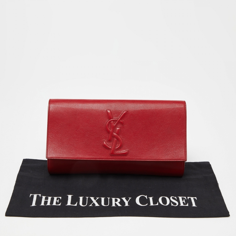 Pre Owned Yves Saint Laurent Red Leather Belle De Jour Flap Clutch
