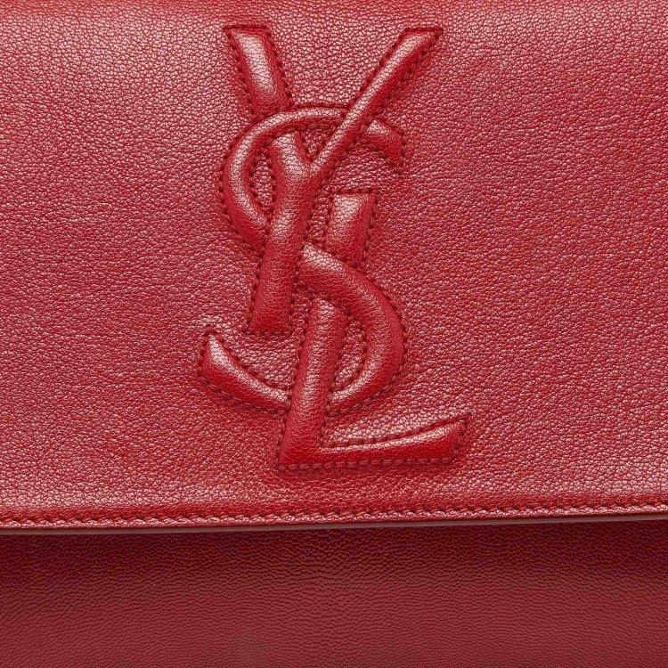 Pre Owned Yves Saint Laurent Red Leather Belle De Jour Flap Clutch