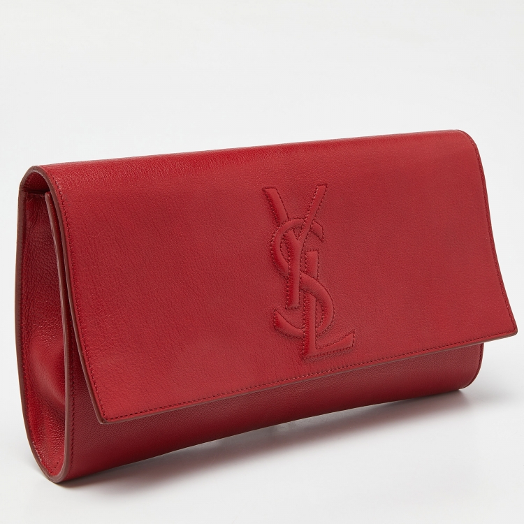 Pre Owned Yves Saint Laurent Red Leather Belle De Jour Flap Clutch