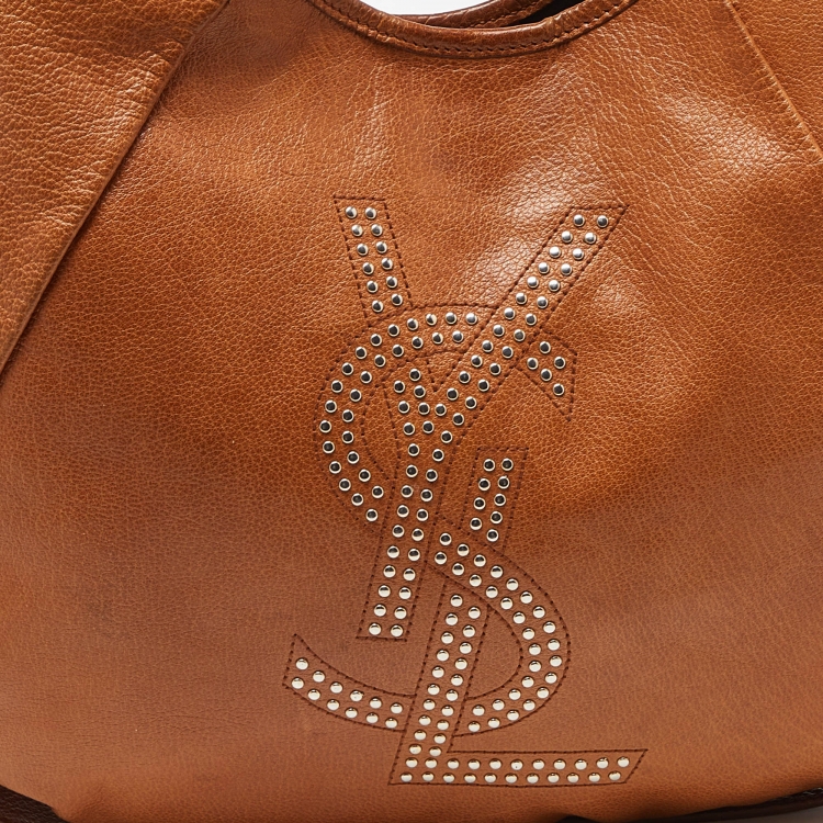 Pre Owned Yves Saint Laurent Brown Leather Mombasa Hobo 