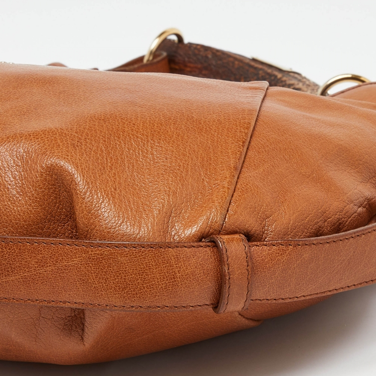 Pre Owned Yves Saint Laurent Brown Leather Mombasa Hobo 