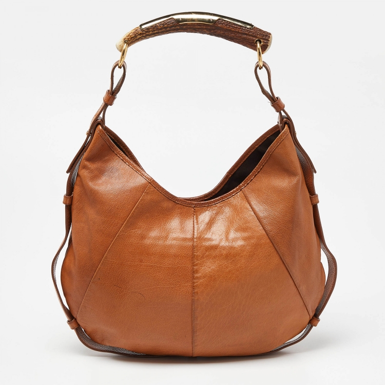 Pre Owned Yves Saint Laurent Brown Leather Mombasa Hobo 