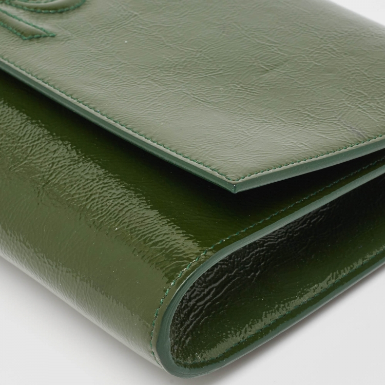 مملوكة مسبقًا Yves Saint Laurent Green Patent Leather Belle De Jour Flap Clutch