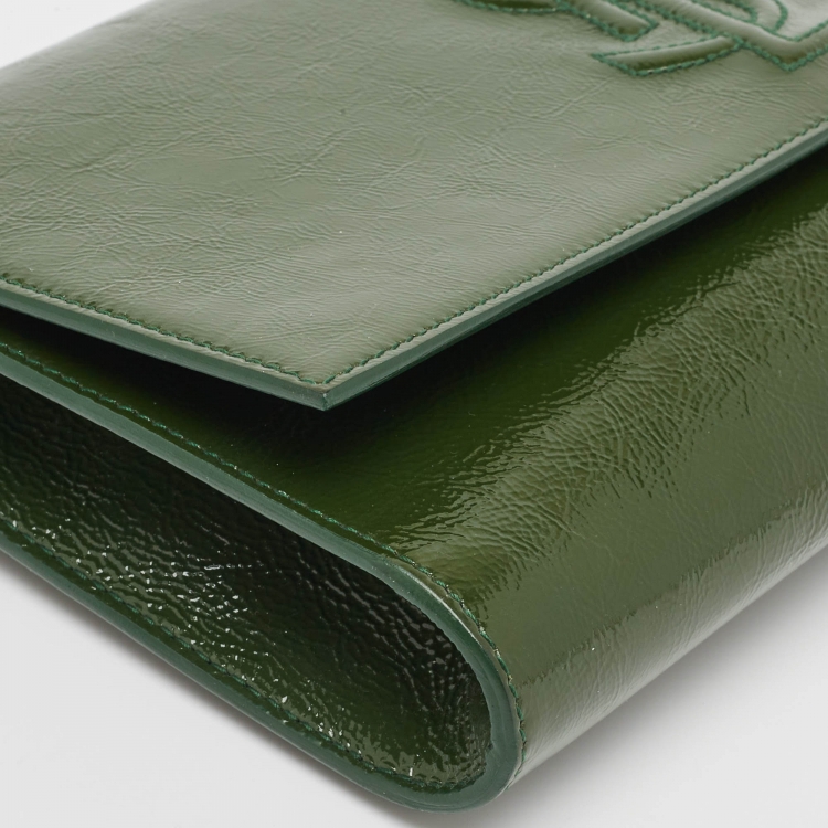 مملوكة مسبقًا Yves Saint Laurent Green Patent Leather Belle De Jour Flap Clutch