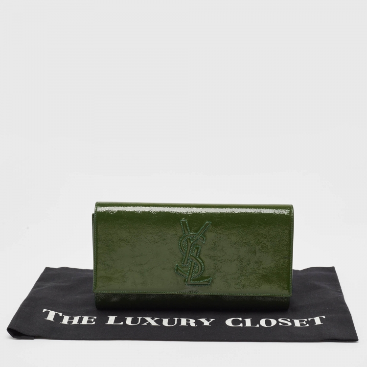 مملوكة مسبقًا Yves Saint Laurent Green Patent Leather Belle De Jour Flap Clutch