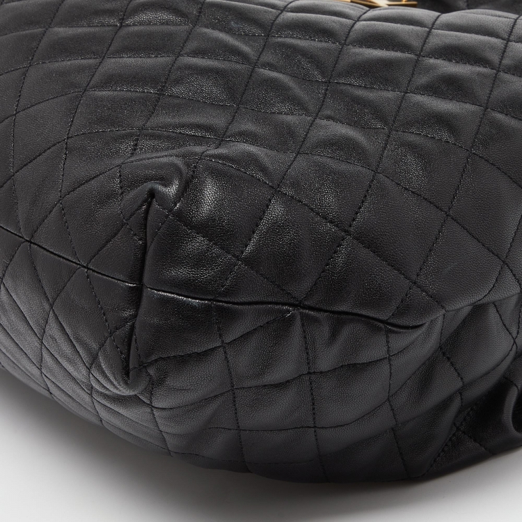 Pre Owned Saint Laurent Black Quilted Leather Maxi Icare Tote