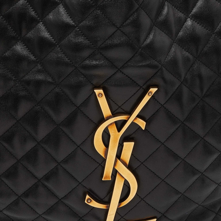Pre Owned Saint Laurent Black Quilted Leather Maxi Icare Tote