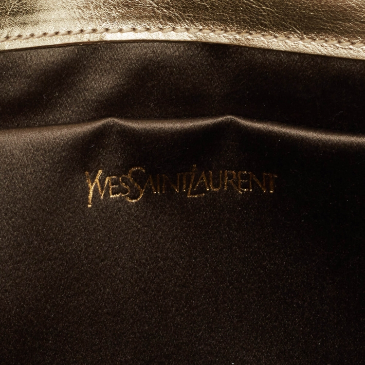 Pre Owned Yves Saint Laurent Gold Leather Belle De Jour Flap Clutch