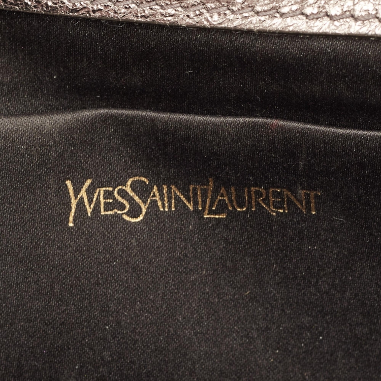 Pre Owned Yves Saint Laurent Metallic Leather Belle De Jour Flap Clutch