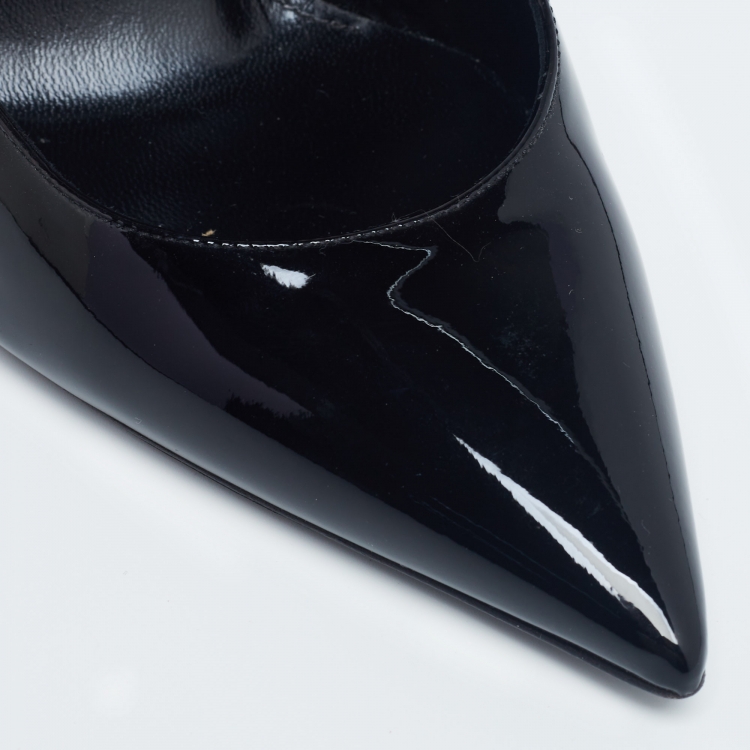 Pre Owned Yves Saint Laurent Black Patent Leather  Opyum Pumps Size 38.5