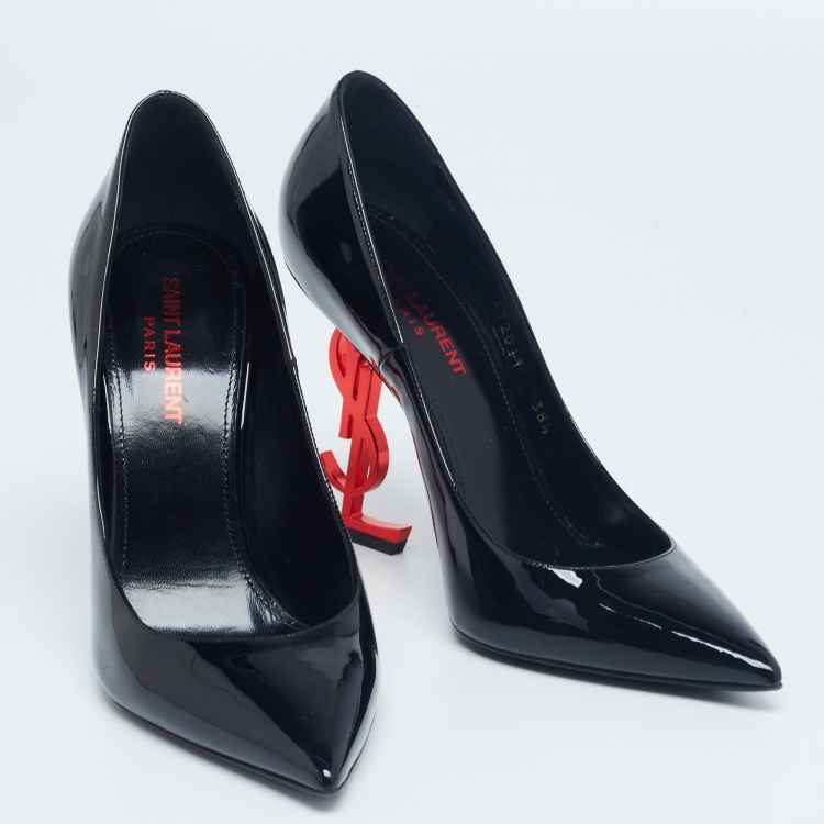 Pre Owned Yves Saint Laurent Black Patent Leather  Opyum Pumps Size 38.5