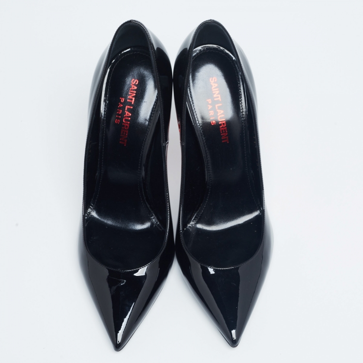 Pre Owned Yves Saint Laurent Black Patent Leather  Opyum Pumps Size 38.5