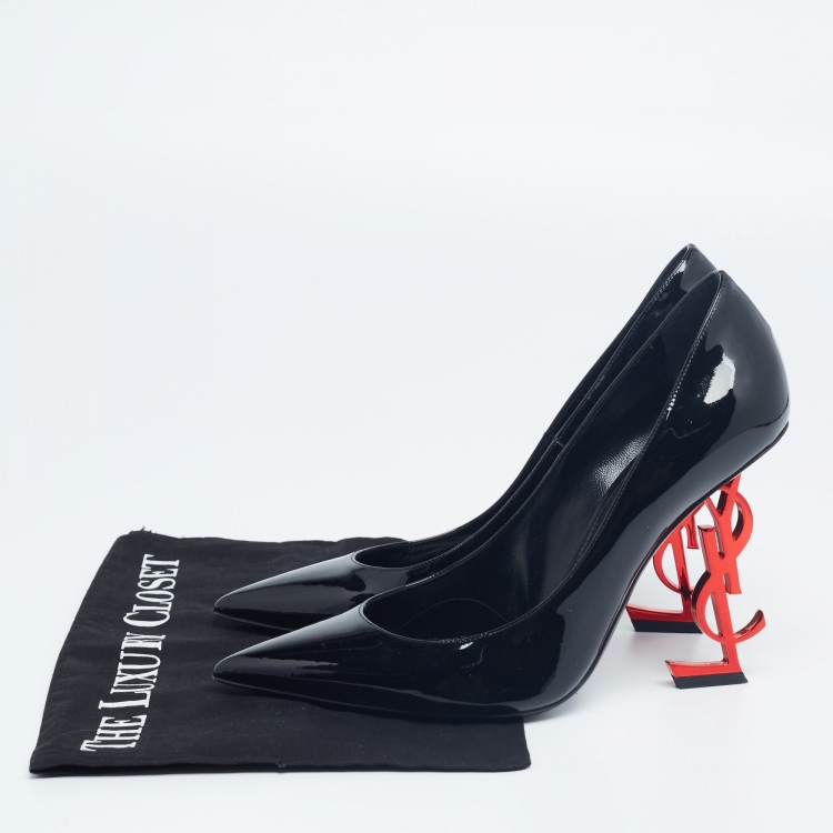 Pre Owned Yves Saint Laurent Black Patent Leather  Opyum Pumps Size 38.5