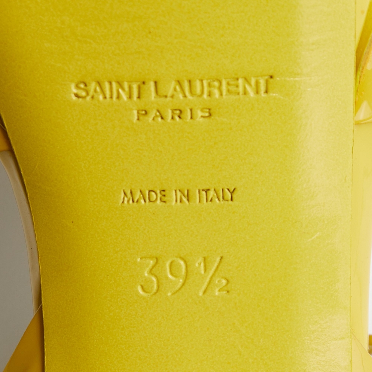Pre Owned Yves Saint Laurent Yellow  Patent Tribute  Sandals Size 39.5