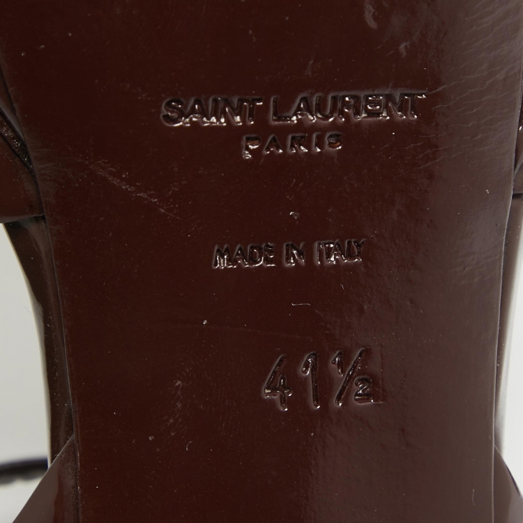 Pre Owned Yves Saint Laurent Burgundy Patent Tribute Sandals Size 41.5