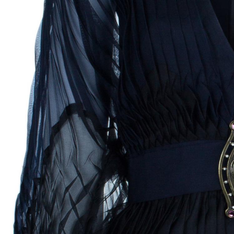 Pre Owned Zac Posen Pleated Silk Chiffon Blouse L