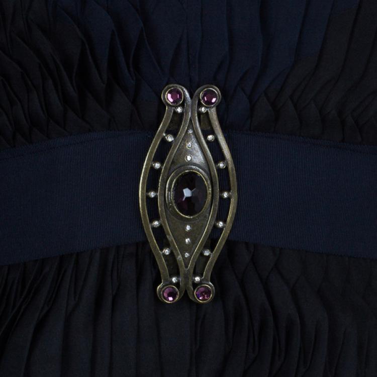 Pre Owned Zac Posen Pleated Silk Chiffon Blouse L