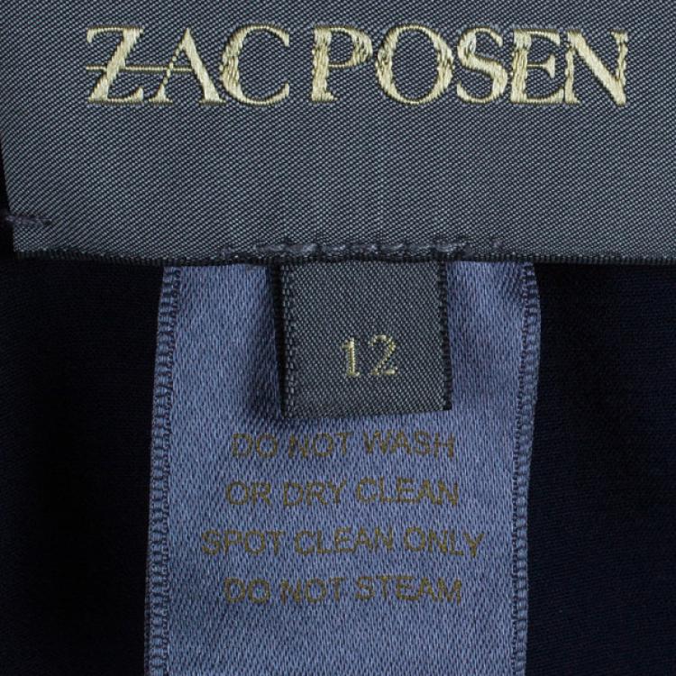 Pre Owned Zac Posen Pleated Silk Chiffon Blouse L