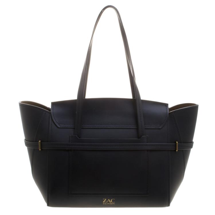 مملوكة مسبقًا ZAC Zac Posen Black Leather Eartha Belted Satchel