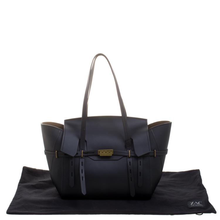 مملوكة مسبقًا ZAC Zac Posen Black Leather Eartha Belted Satchel