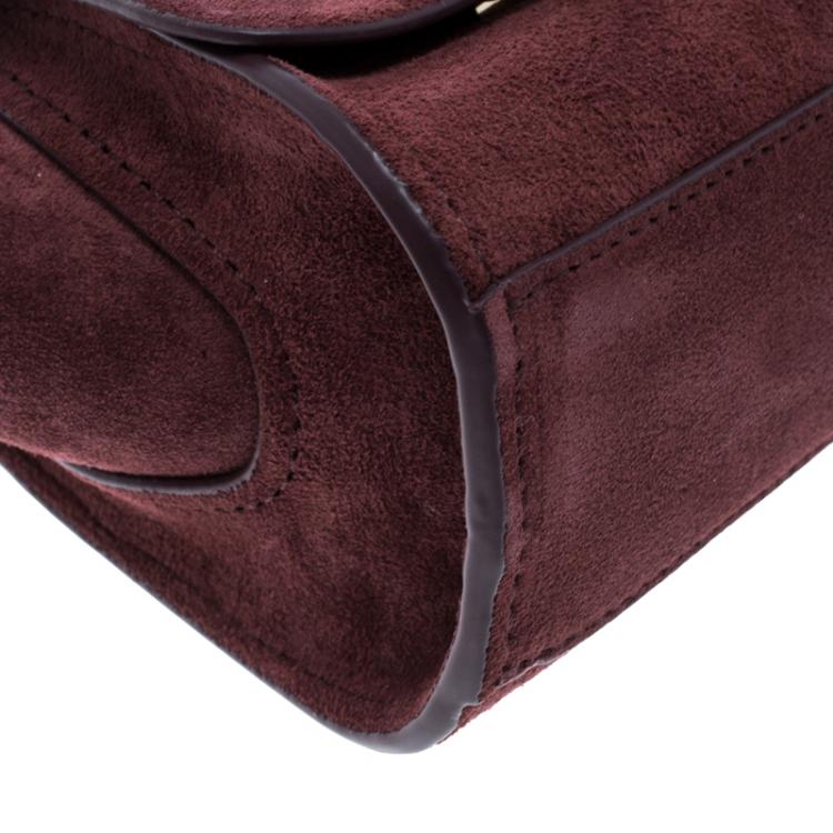 Pre Owned Zac Posen Burgundy Suede Z Spoke Shoulder Bag