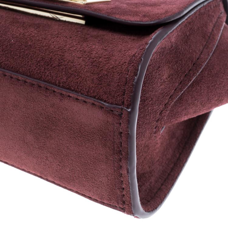 Pre Owned Zac Posen Burgundy Suede Z Spoke Shoulder Bag