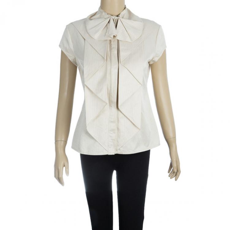 Pre Owned Zac Posen Ruffle Short Sleeve Top M