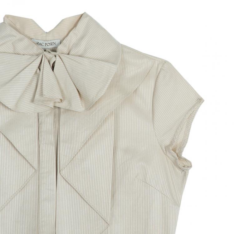 Pre Owned Zac Posen Ruffle Short Sleeve Top M