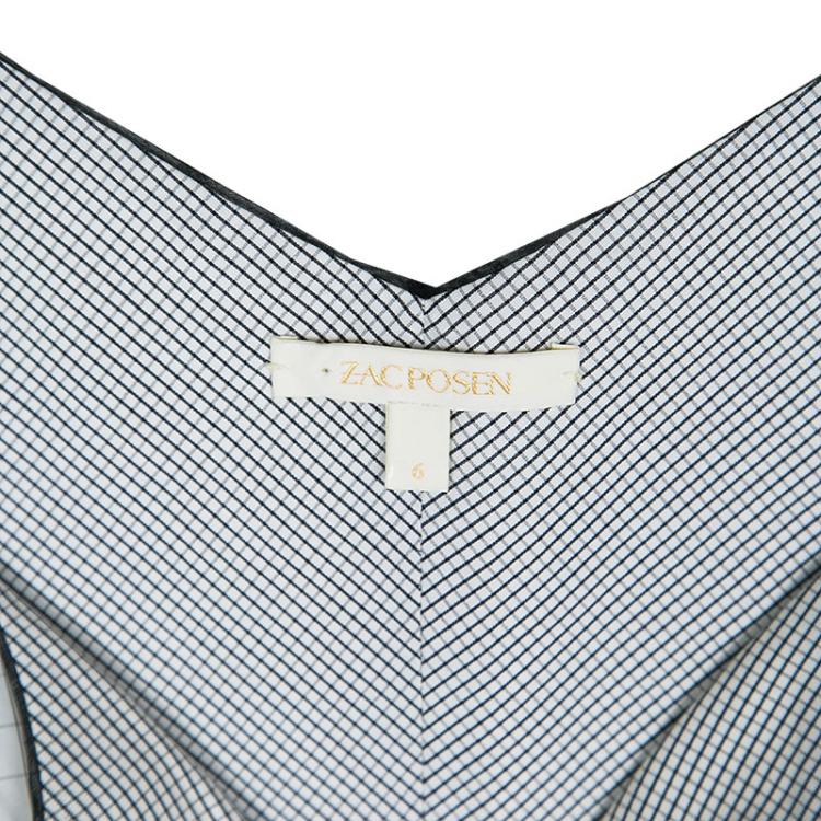 Pre Owned Zac Posen Monochrome Checked Poplin Sleeveless Blouse S